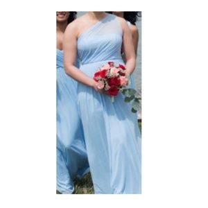 Ice Blue One Shoulder Long Dress